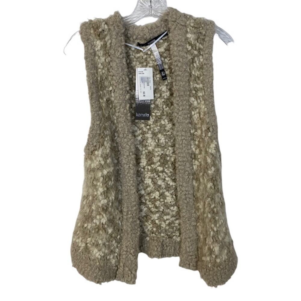 NWT KENSIE Sweater Vest L Open Front  Sweater Cabin Core Acorn Cozy
